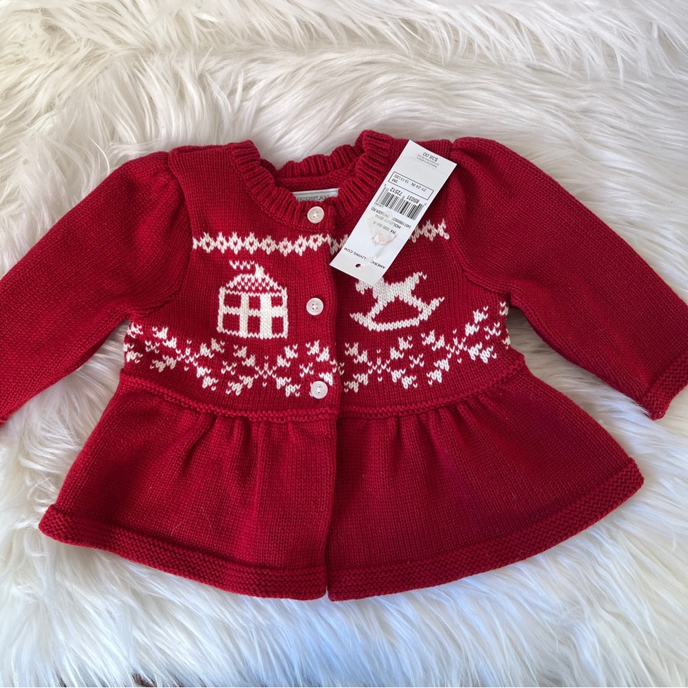 American Living Sweater Red Button Up Peplum Baby 3 Months